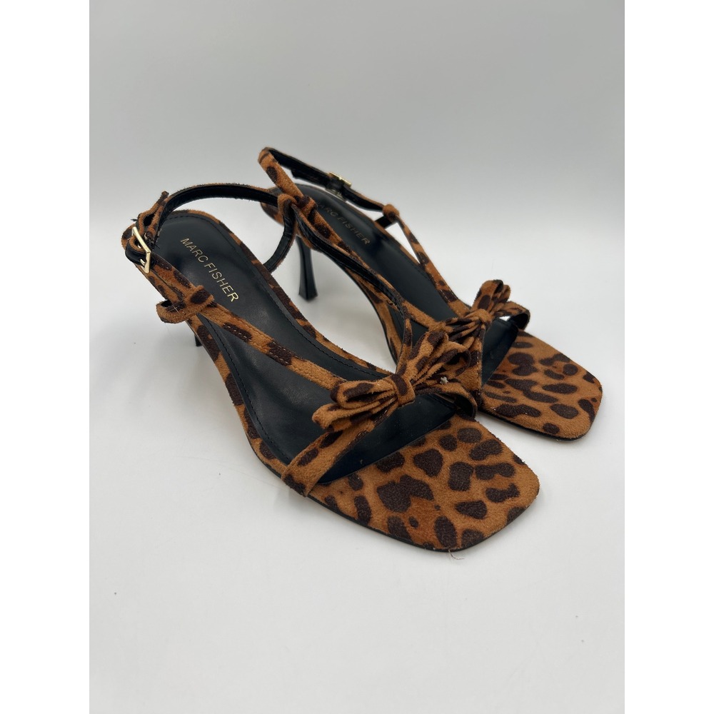 Marc Fisher LTD Dalary Leopard Print T-Strap Kitten Heel Sandals Square Toe 8 - Picture 2 of 8